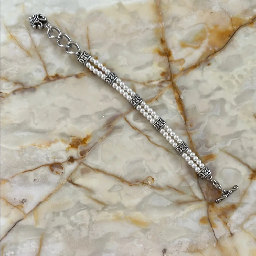 Brighton Silver and White Pearl Bracelet